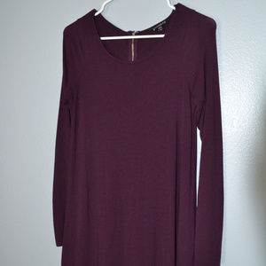 Maroon Purple Long Sleeve Sheath Dress with Zipper